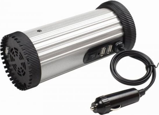 Gembird AC/DC Inverter, 12V / 230V, 150W, Silver - Image 1