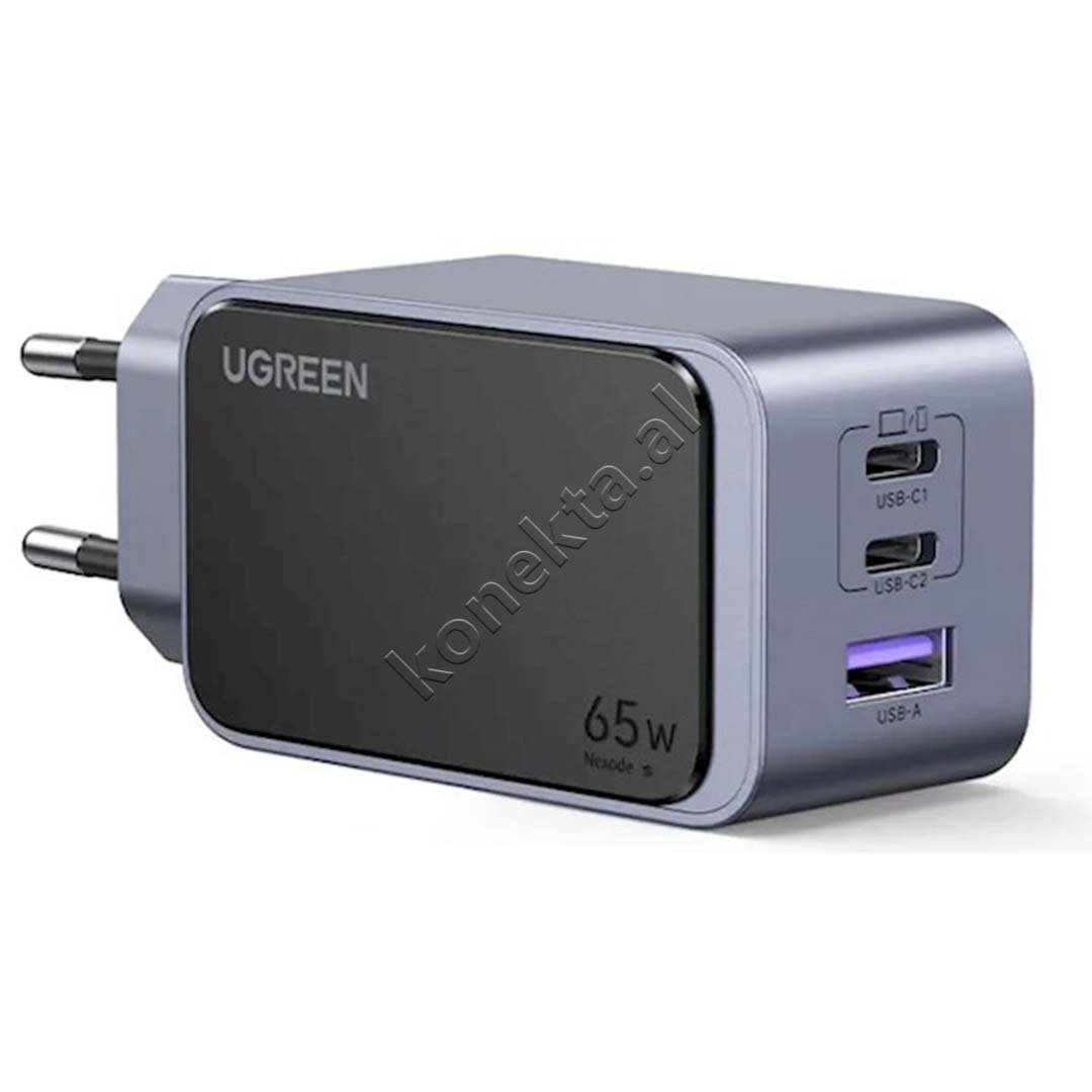 UGreen Nexode 65W Charger, Gray, USB-A & 2xUSB-C Ports - Thumbnail 2