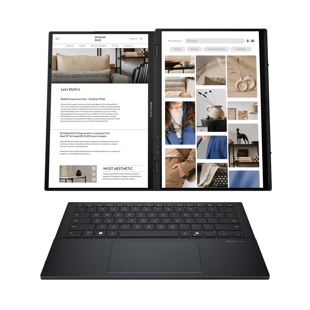 ASUS Zenbook Duo UX8406CA-PZ068X Laptop, 14", Intel Core Ultra 9 285H, Hybrid (2-in-1), Touchscreen 3K, 32 GB LPDDR5x-SDRAM, 2 TB SSD, I hirtë - Thumbnail 2