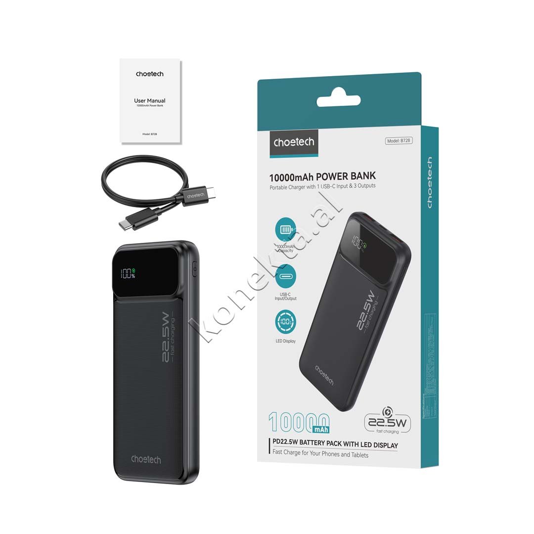 Choetech 10000mAh Power Bank, Black - Thumbnail 10