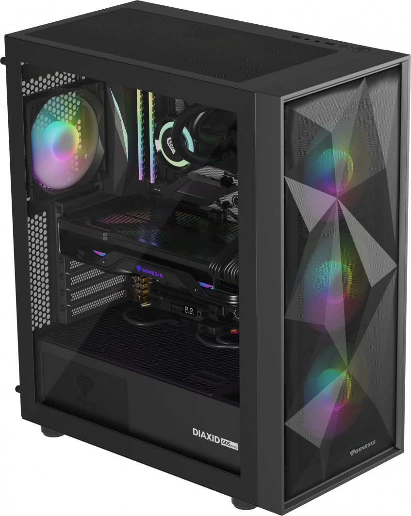 Genesis Diaxid 605 ARGB Case, Black, Midi Tower - Thumbnail 5