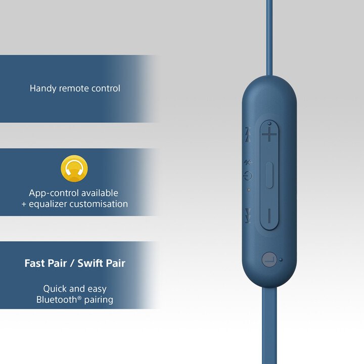 Sony WI-C100 Earbuds, Blue - Thumbnail 4