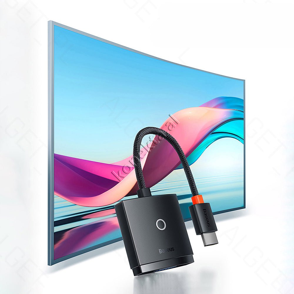 Baseus HDMI to VGA Adapter, Black, 20cm - Thumbnail 6