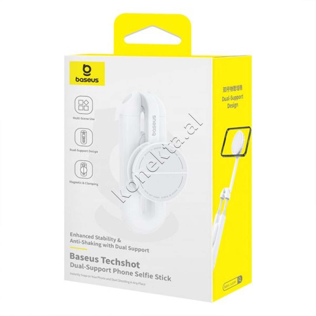 Baseus Dual Phone Holder and Tripod Bluetooth, White - Thumbnail 9