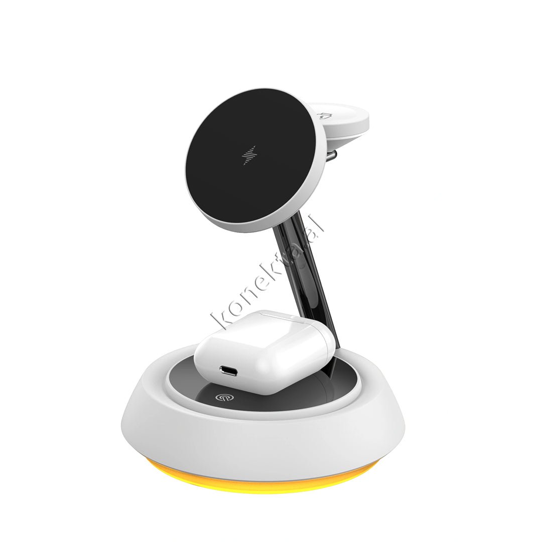 Wiwu Wireless Charger, 15W, 3 Charging Spots, White, Ambient Soft Light - Thumbnail 5
