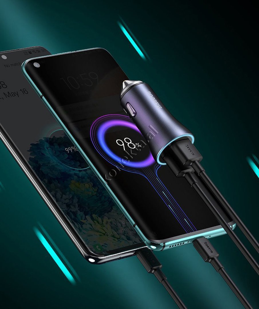 Baseus Car Charger 40W with USB Type-C Cable - Thumbnail 14