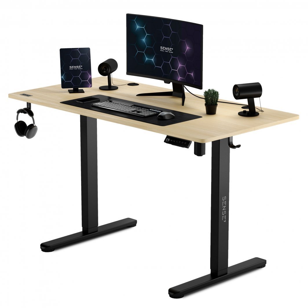 SENSE7 Nojo Electric Desk, 120cm x 60cm, Black / Light Wood - Thumbnail 3