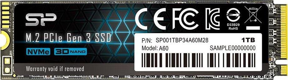 Silicon Power P34A60 SSD, 1TB, M.2 2280 PCI-E x4 Gen3 NVMe - Image 1