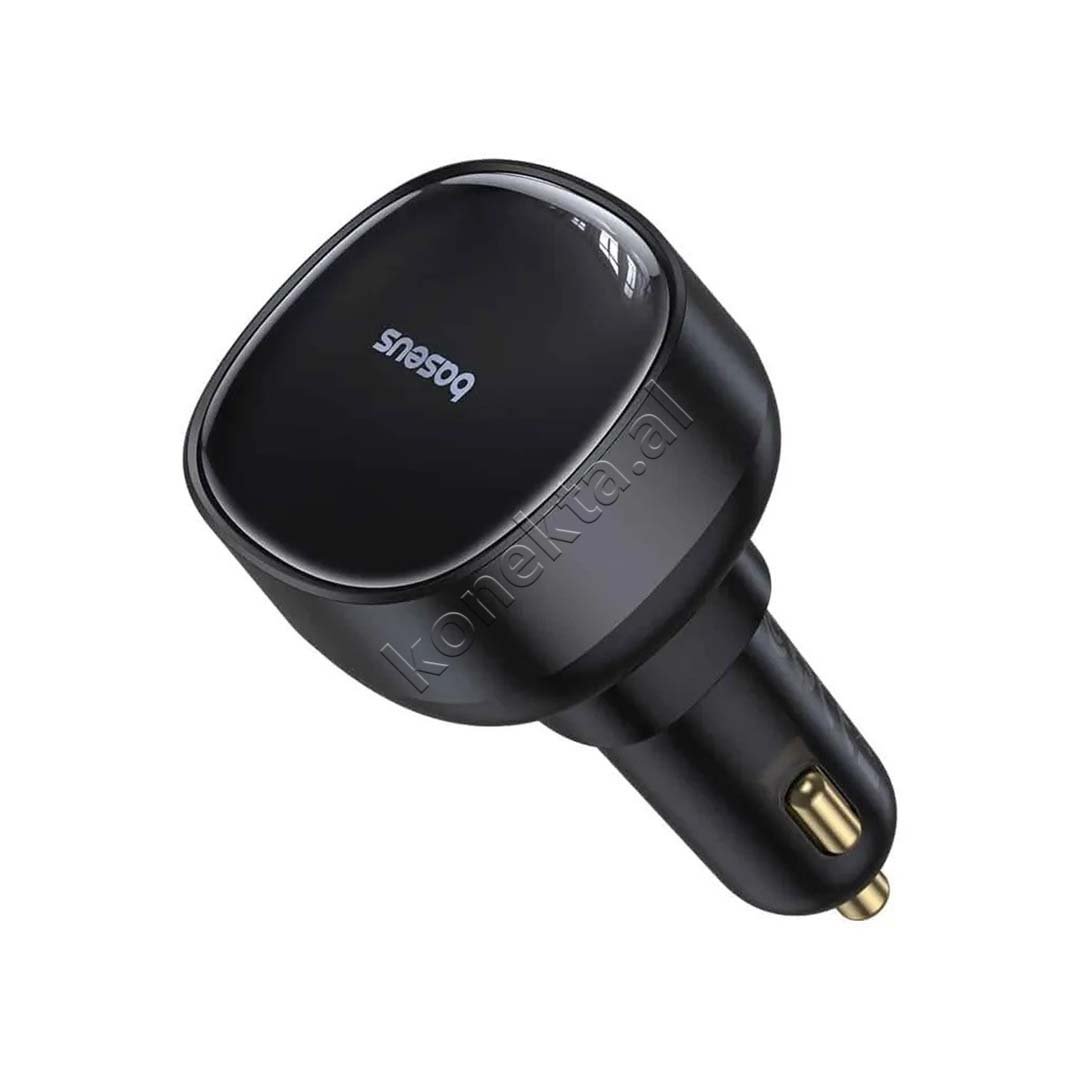 Baseus Car Charger 55W with Retractable Lightning Plug, Black - Thumbnail 4
