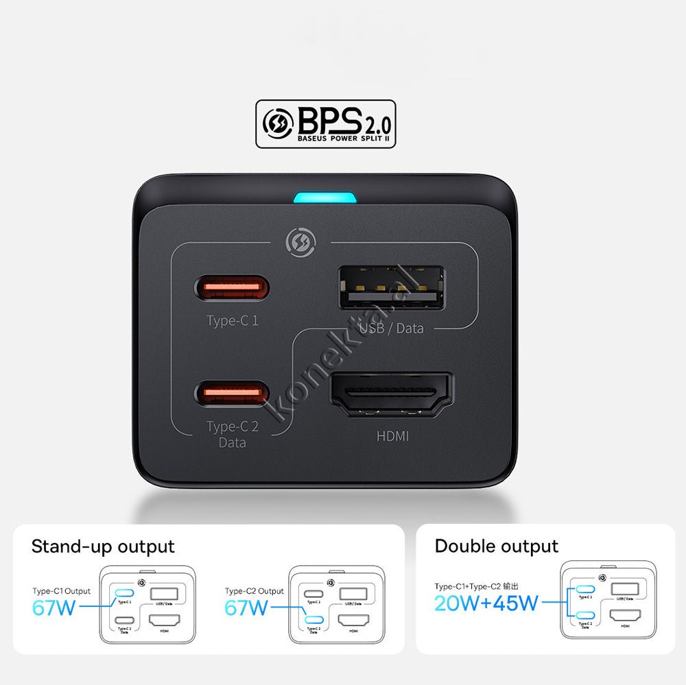 Baseus Adaptor Karikimi 67W Me 2 Porta Type-C / 1 Porte USB & HDMI - Thumbnail 11