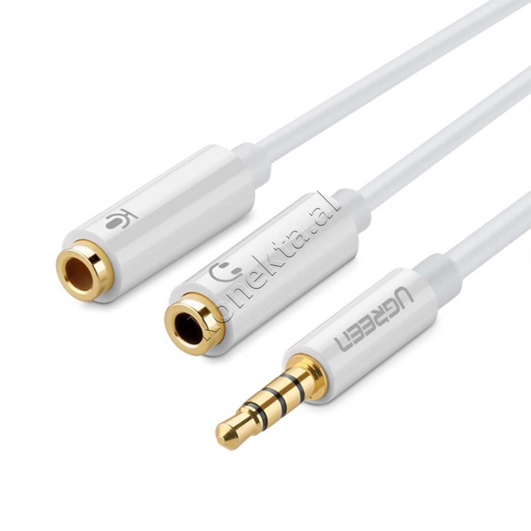 UGreen Aux Adapter Cable, 3.5mm to 2 Aux Female, White, 20cm - Thumbnail 4