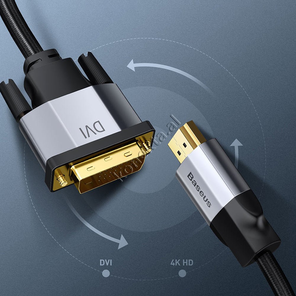 Baseus DVI-HDMI Cable, 2m, Grey - Thumbnail 5