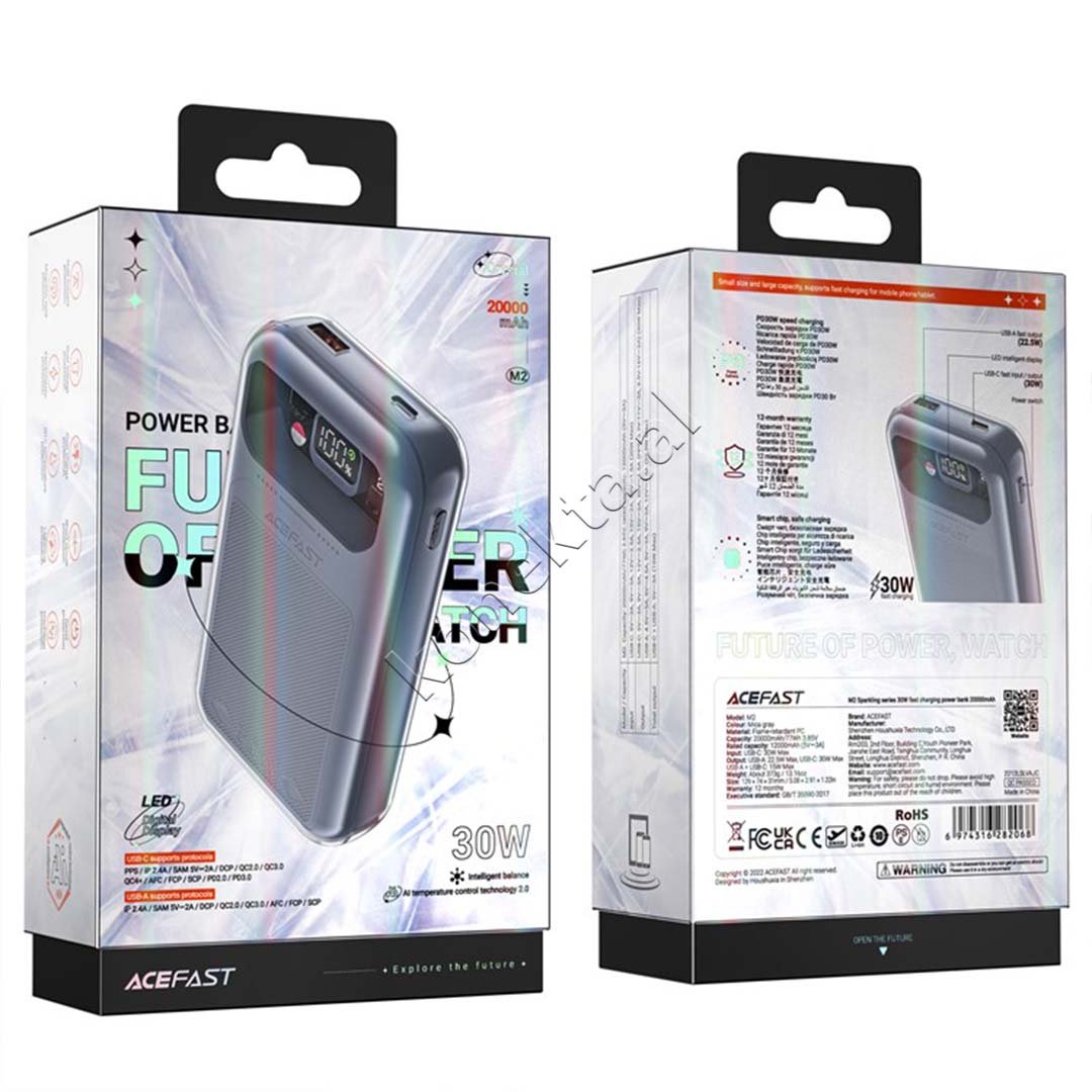 Acefast 20000mAh Power Bank, 30W, Transparent & Pastel - Thumbnail 7