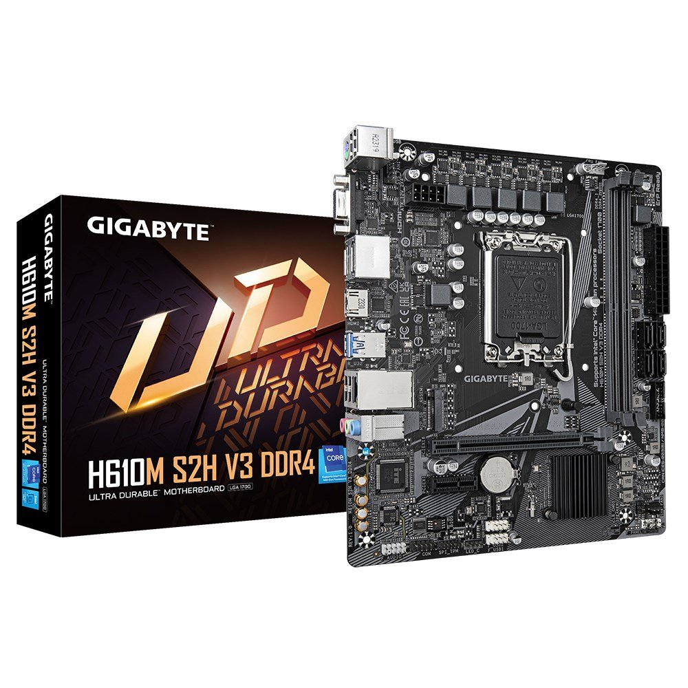 Gigabyte H610M S2H V3 Motherboard, DDR4, Micro ATX, LGA1700, Black - Image 1