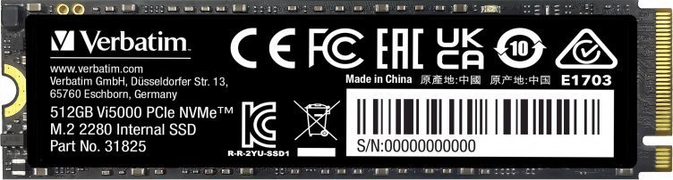 Verbatim Vi5000 SSD, 512GB, M.2 2280 PCI-E x4 Gen4 NVMe - Image 1