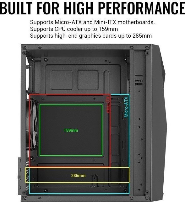Aerocool Raider Mini Case, Mini Tower - Thumbnail 7