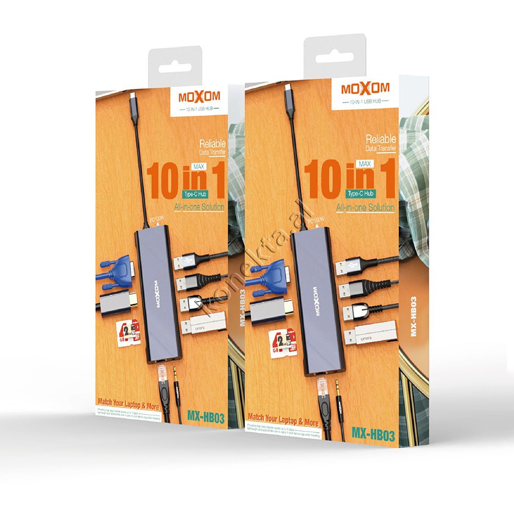 Moxom 10 Ne 1 Adaptor Per Laptop Me Porte Type-c - Thumbnail 2