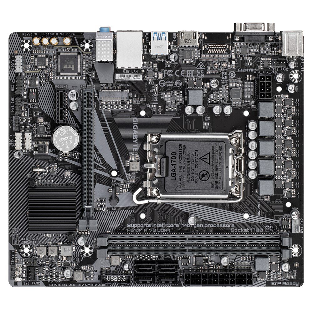Gigabyte H610M H V3 Motherboard, Micro-ATX, DDR4, PCIe 4.0, Black - Thumbnail 4