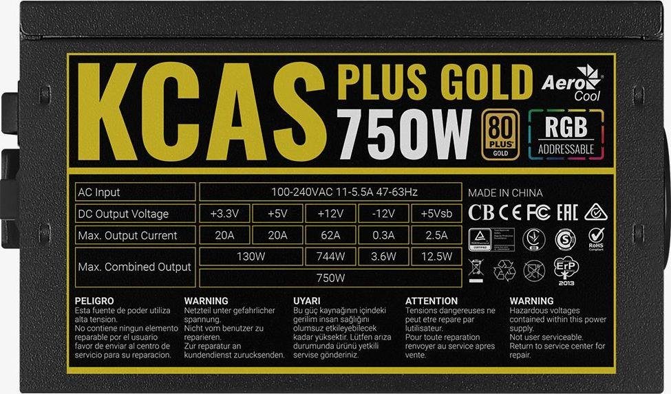 Aerocool KCAS Plus Gold AEROPGSKCAS+RGB750-G ATX, 750W Power Supply - Thumbnail 10