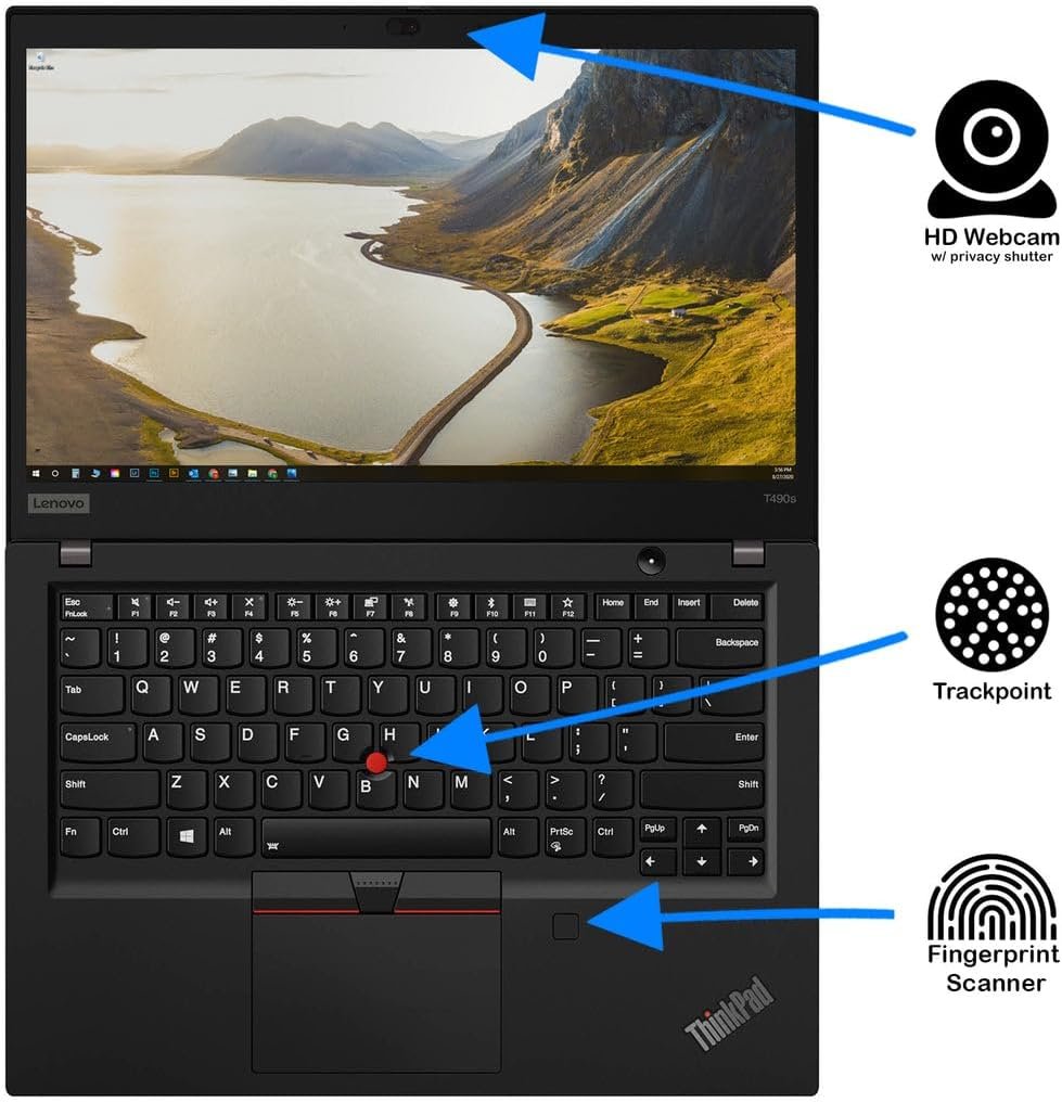 Lenovo ThinkPad T490s Laptop, 14.1 inch, 16GB RAM, 512GB SSD, Used - Thumbnail 3