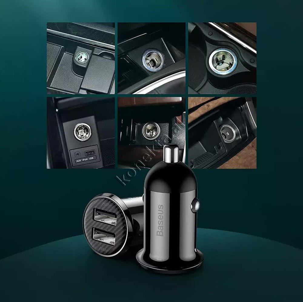 Baseus Car Charger, Black, Dual Port 4.8A - Thumbnail 14