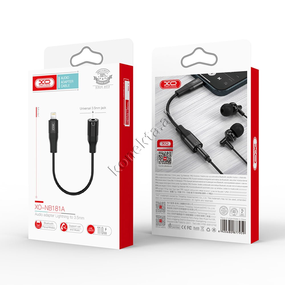 XO Lightning to Aux 3.5mm Adapter, Black - Thumbnail 2