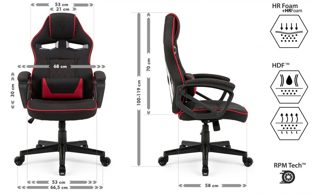 SENSE7 Knight Gaming Chair, Black/Red - Thumbnail 7