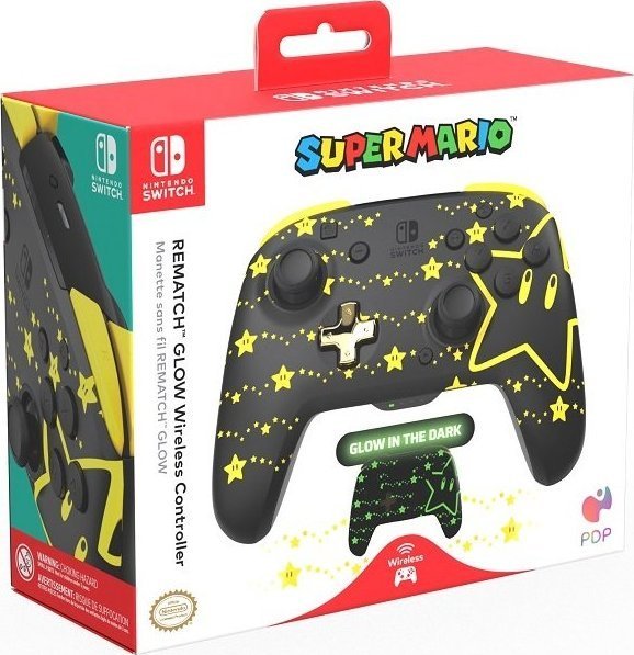 PDP Rematch Super Stars Glow Controller, Wireless, Black / Yellow - Thumbnail 12