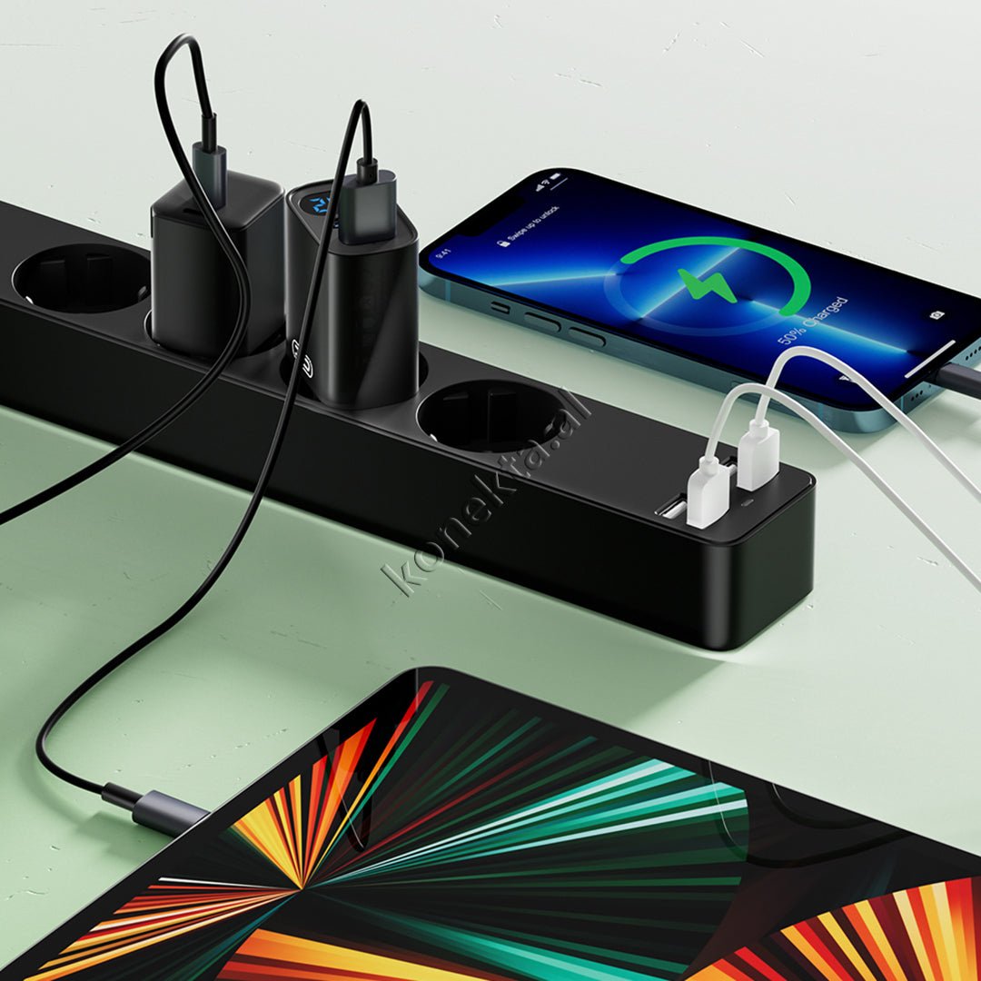 XO Multiprize 4 Vendeshe Me 4 Porta USB 2500W - Thumbnail 5