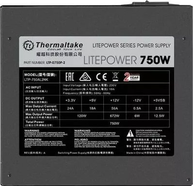 Thermaltake Litepower II Black PS-LTP-0750NPCNEU-2 ATX, 750W Power Supply - Thumbnail 5