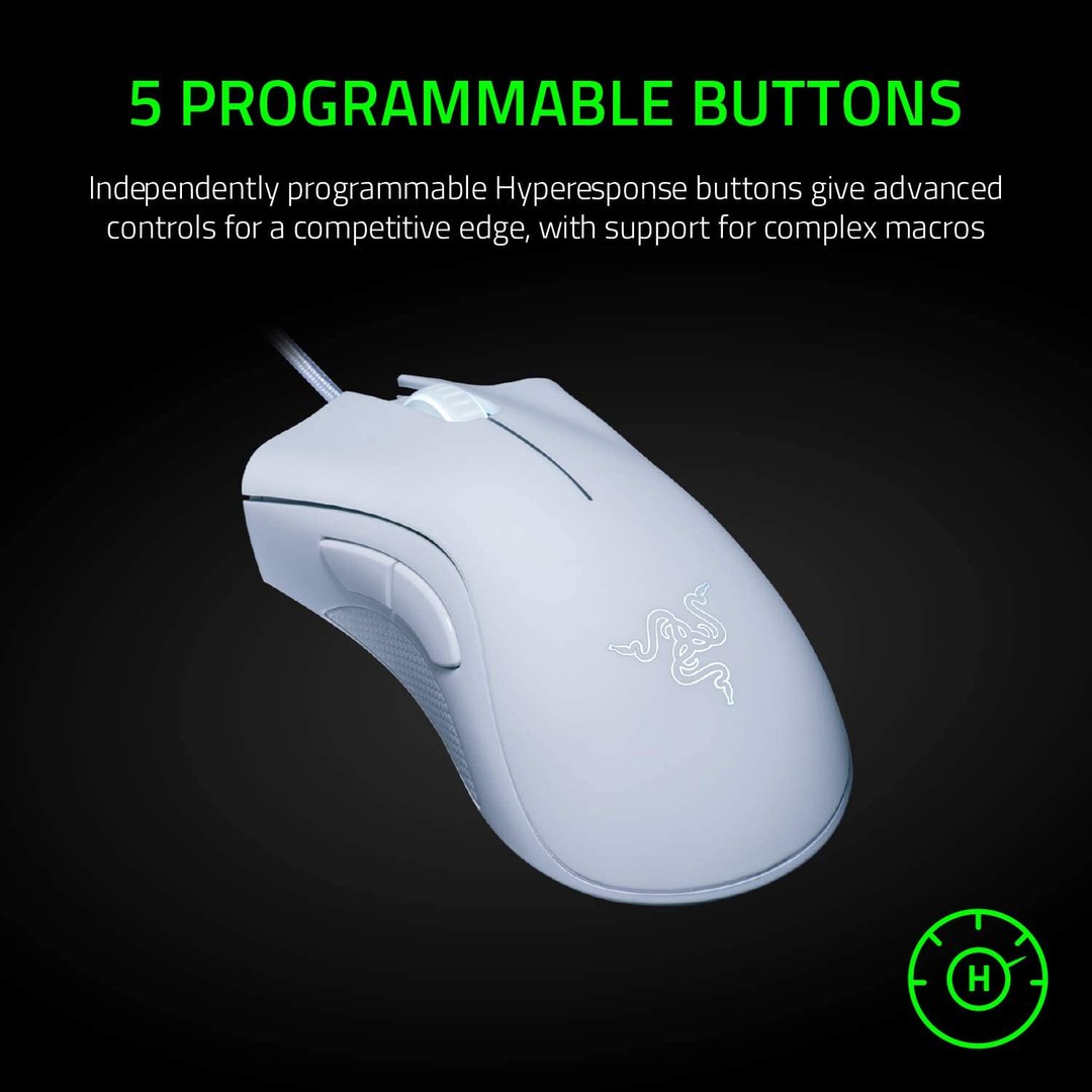 Razer DeathAdder Essential 2021 Mouse, White Edition - Thumbnail 2