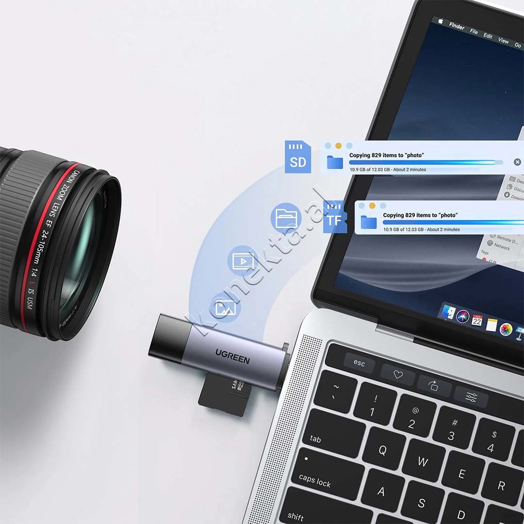 UGreen Adaptor Me Portë USB-A Dhe USB-C Për Kartë TF Dhe SD - Thumbnail 8