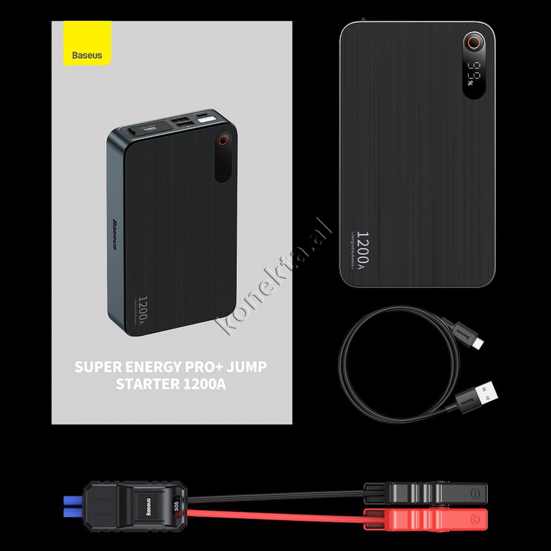 Baseus Multifunctional External Starter Battery, 12000mAh, Black - Thumbnail 11