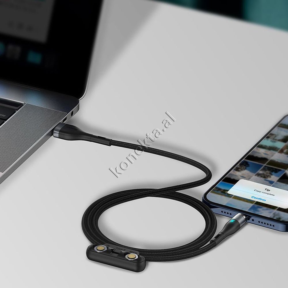Baseus 3 in 1 Magnetic USB Cable, Lightning, Micro USB & Type-C, Black/White, 1m - Thumbnail 10