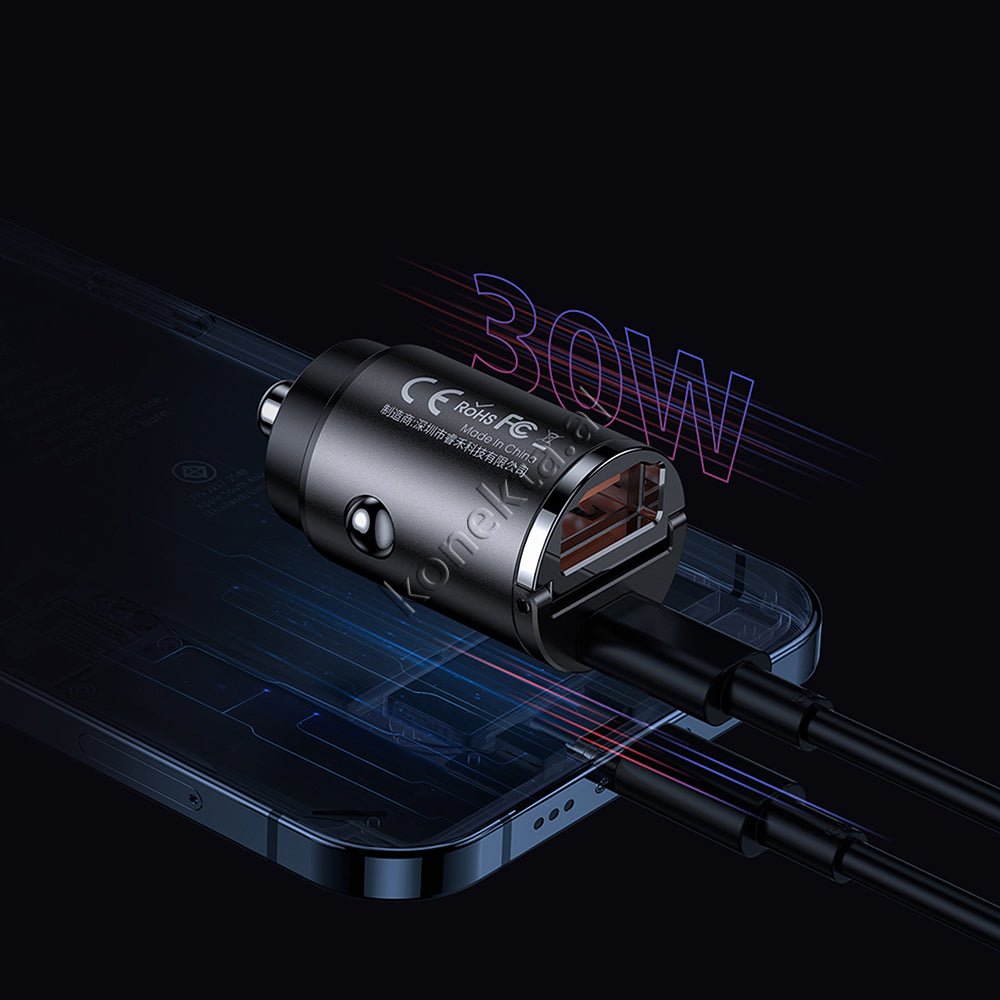 REMAX 30W Fast Charge Car Charger, Black / Silver - Thumbnail 7