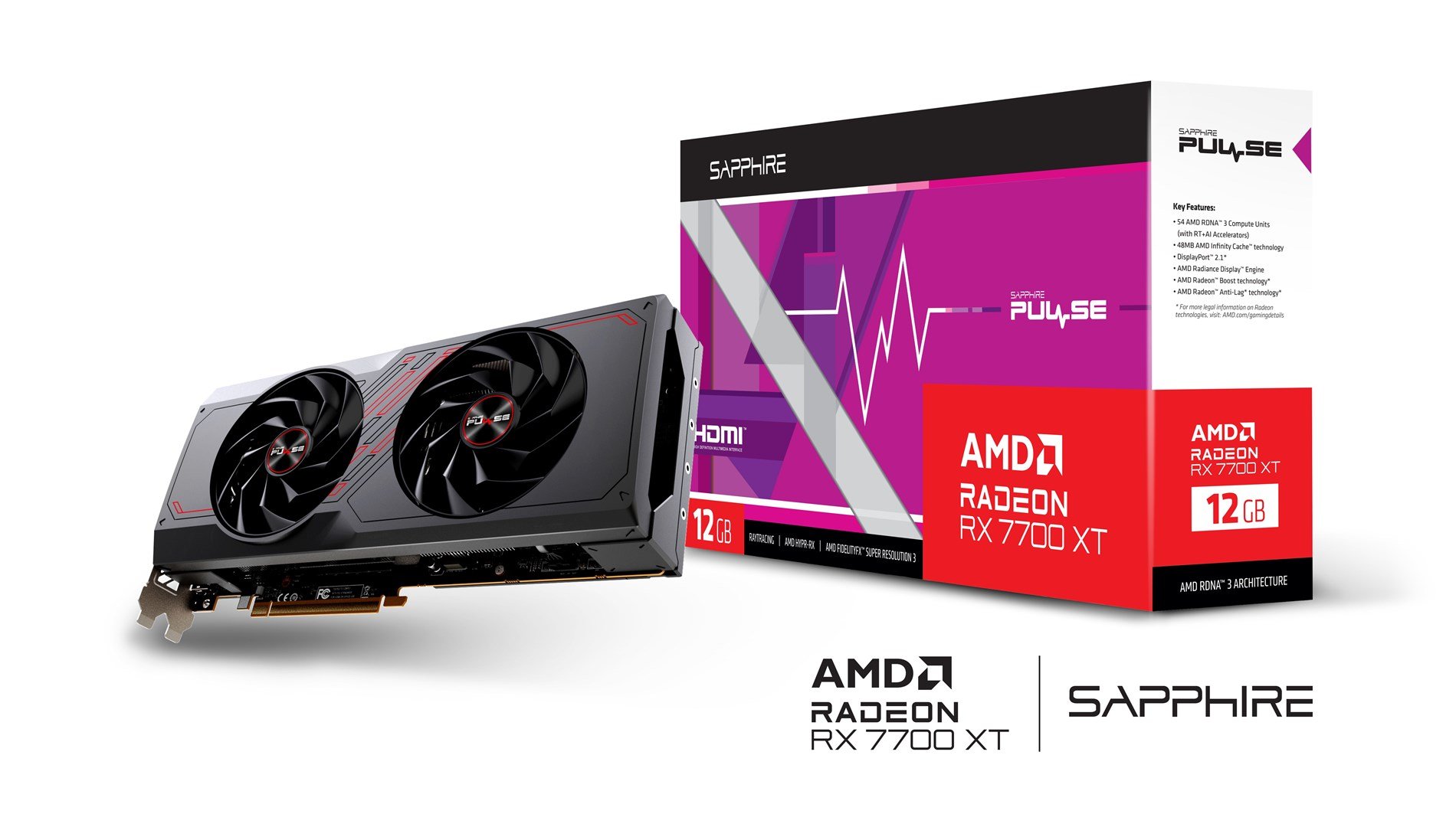 Sapphire Pulse Radeon RX 7700 XT 12GB GDDR6 Graphics Card - Thumbnail 8