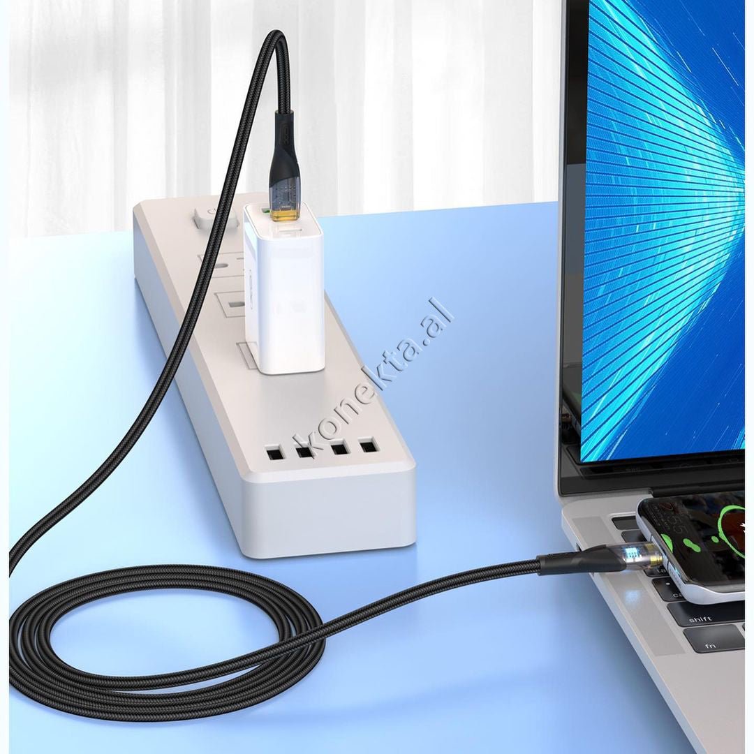 XO Type-C to Type-C Charging Cable, 60W, Transparent Connector - Thumbnail 2