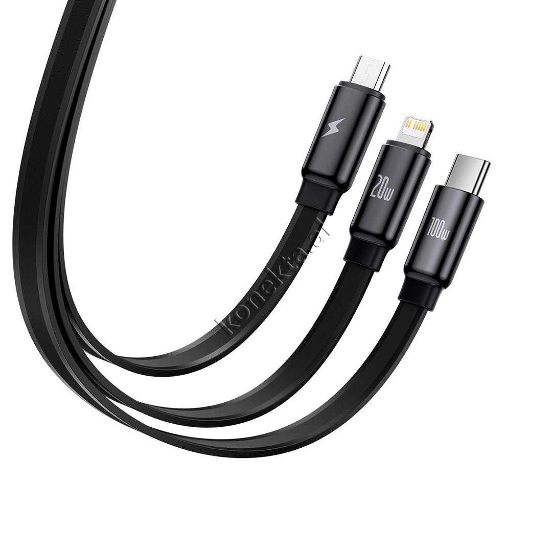 Baseus 3 in 1 Charging Cable Type-C / Lightning / Micro 100W, 1.7m - Thumbnail 6