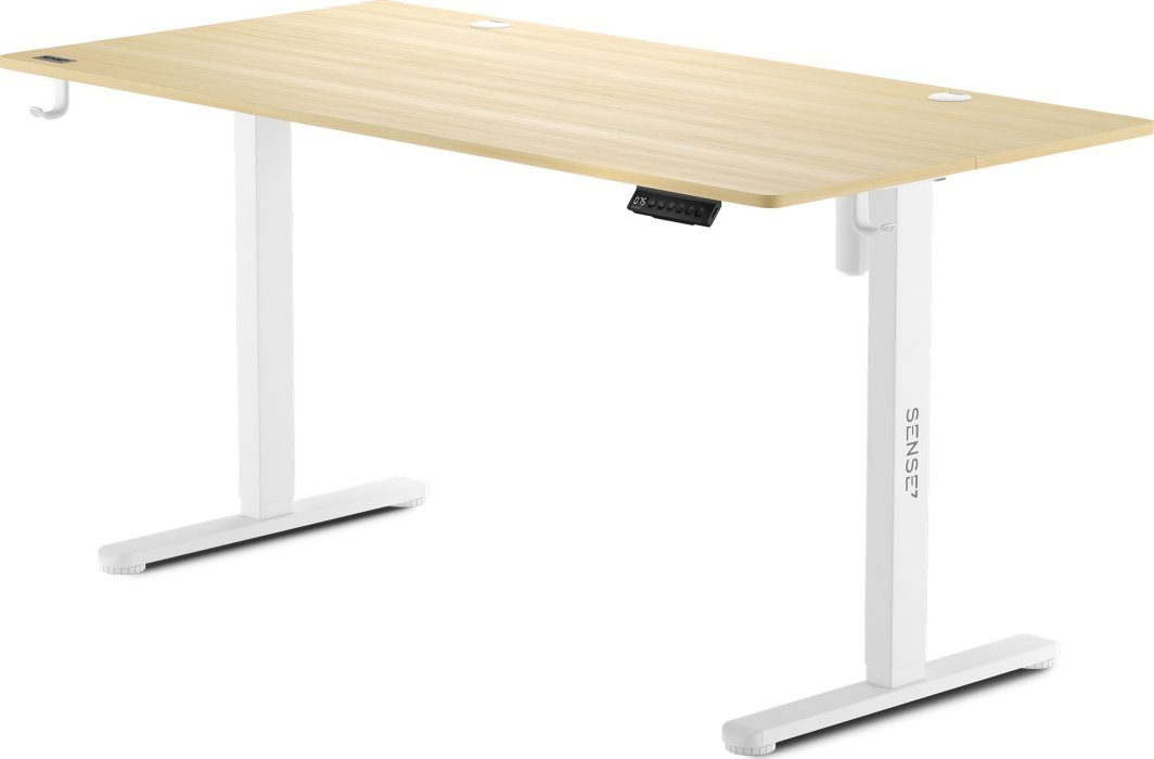 SENSE7 Nojo Table, 140cm x 70cm, White / Light Wood - Thumbnail 2