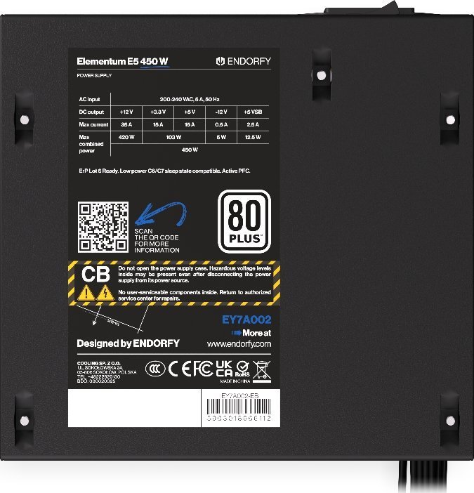 Endorfy Elementum E5 EY7A002 ATX Power Supply, 450W - Thumbnail 6