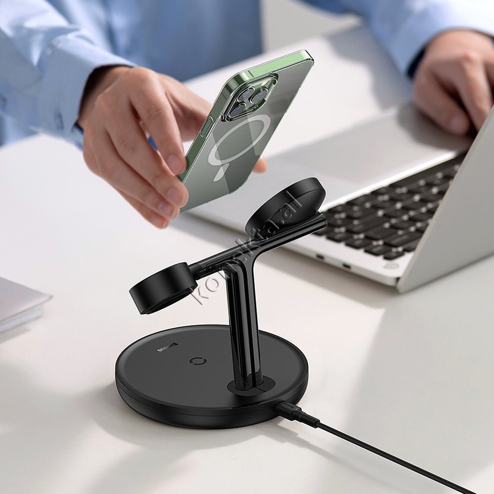 Baseus 3 Ne 1 MagSafe Wireless Charger, Black - Thumbnail 2
