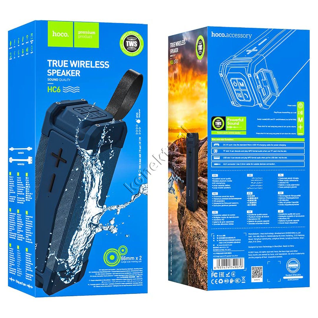 HOCO Bluetooth Speaker with Microphone, USB Port, TF Card, AUX, Waterproof - Thumbnail 13