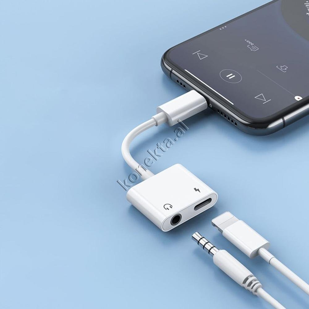 Moxom Audio Adaptor 2 në 1 Aux dhe Lightning - Thumbnail 2