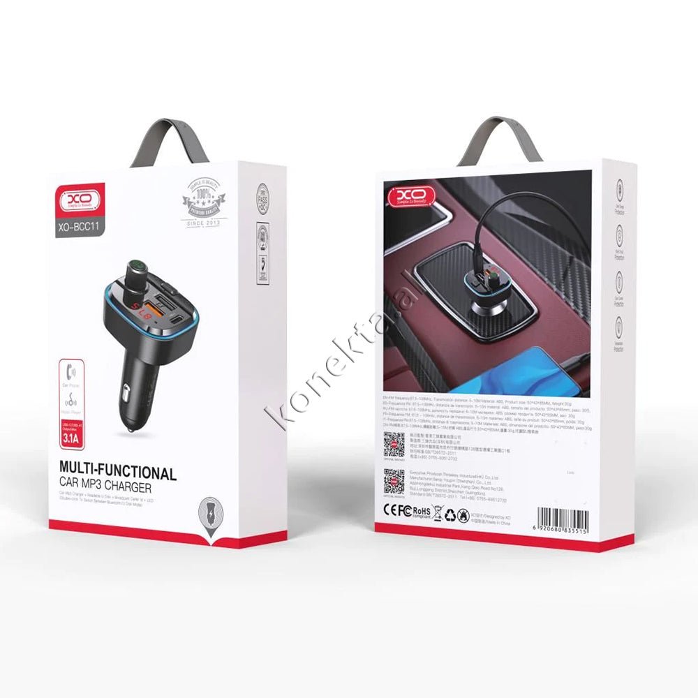 XO Car Charger with LED Lighting, Digital Panel, MP3 and Bluetooth - Thumbnail 6
