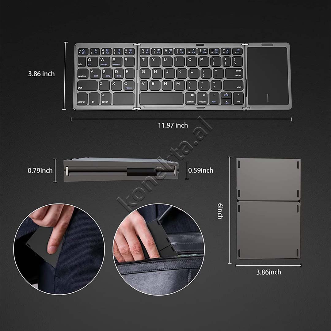Baseus Wireless Keyboard, Foldable, Bluetooth, Touchpad - Thumbnail 10