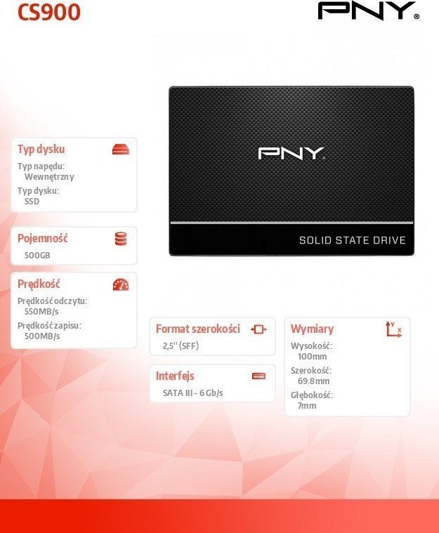 PNY CS900 SSD, 500GB, 2.5" SATA III - Thumbnail 6