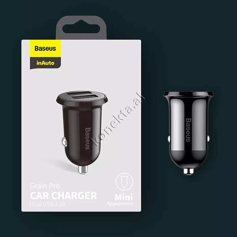 Baseus Car Charger, Black, Dual Port 4.8A - Thumbnail 2