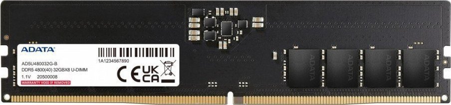 ADATA DDR5 Memory, 32 GB, 4800 MHz, CL40, AD5U480032G-S - Image 1