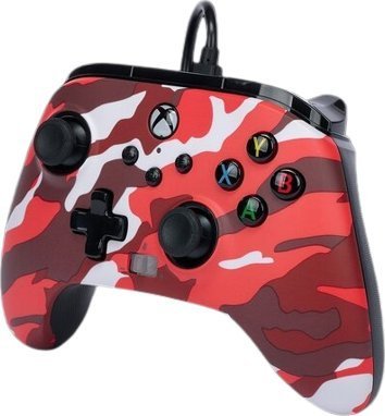 PowerA Enhanced Red Camo Controller, Wired, White / Red - Thumbnail 4