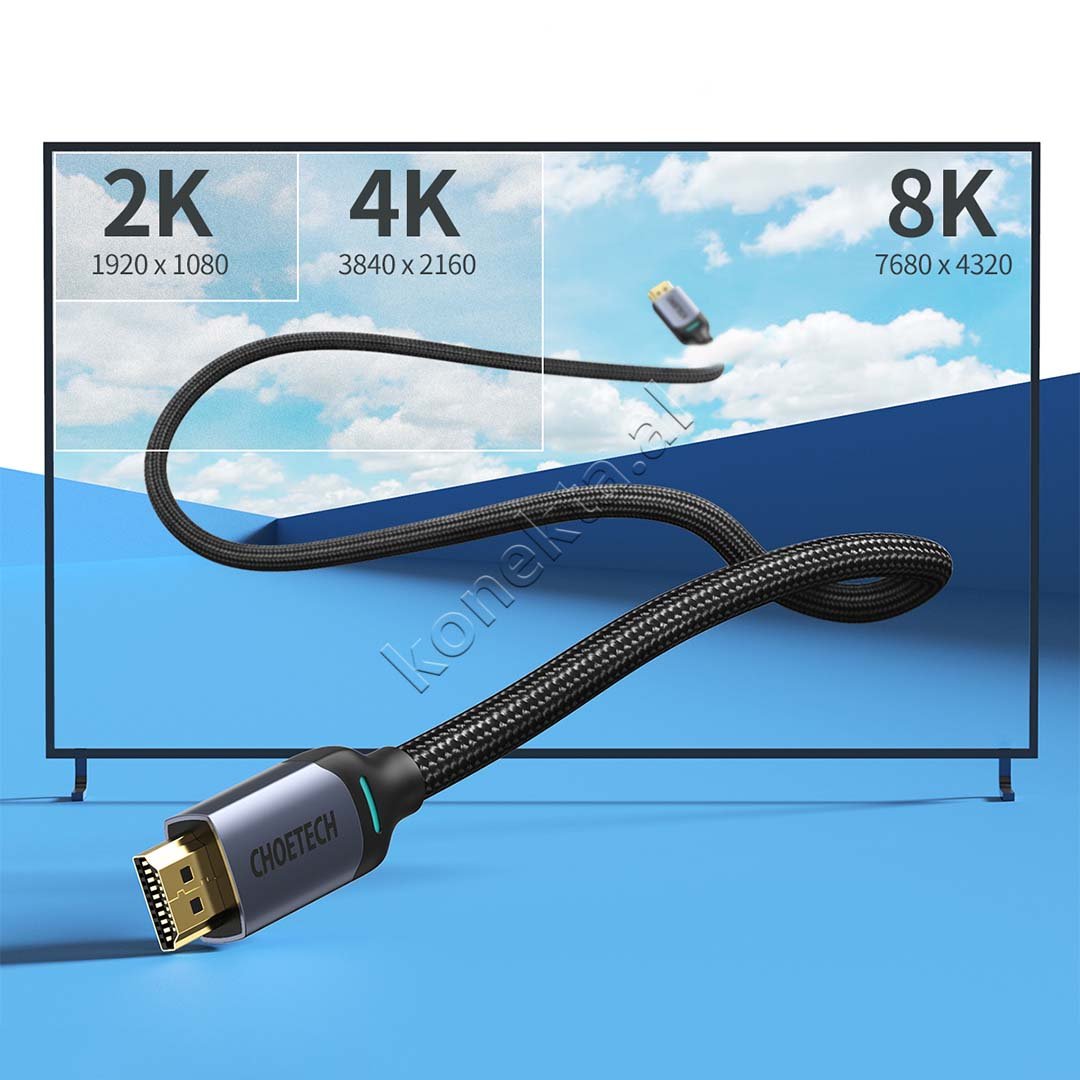 Choetech HDMI Cable, 8K, 2m, Black - Thumbnail 4